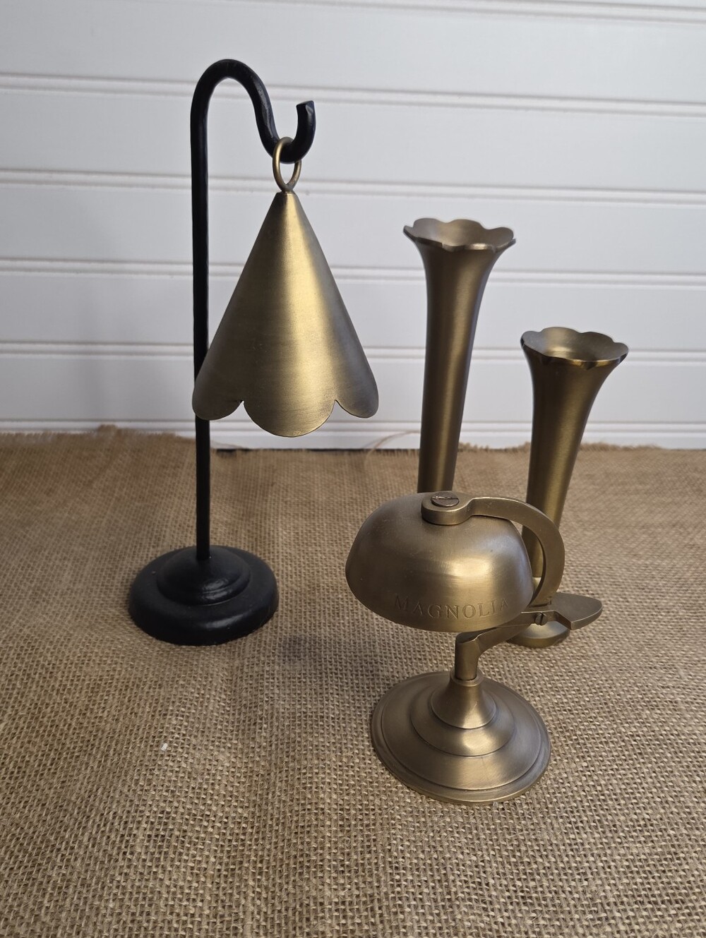 Magnolia Brass Home Decor Lot Bundle Of Brass Pieces Candle Holders And Bells